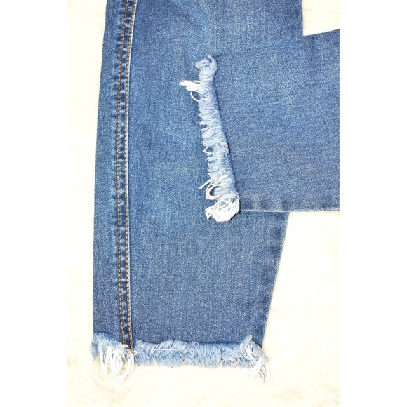 Harper Heritage Mid Rise Destructed Skinny Jeans Raw Hem Size 28 Medium Wash - Picture 12 of 14